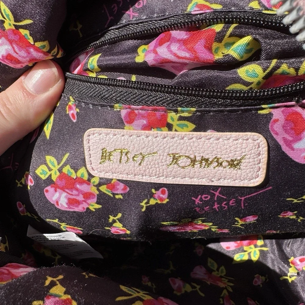 Betsey Johnson Light Pink Debossed Logo Heart Mini Backpack Purse Womens‎